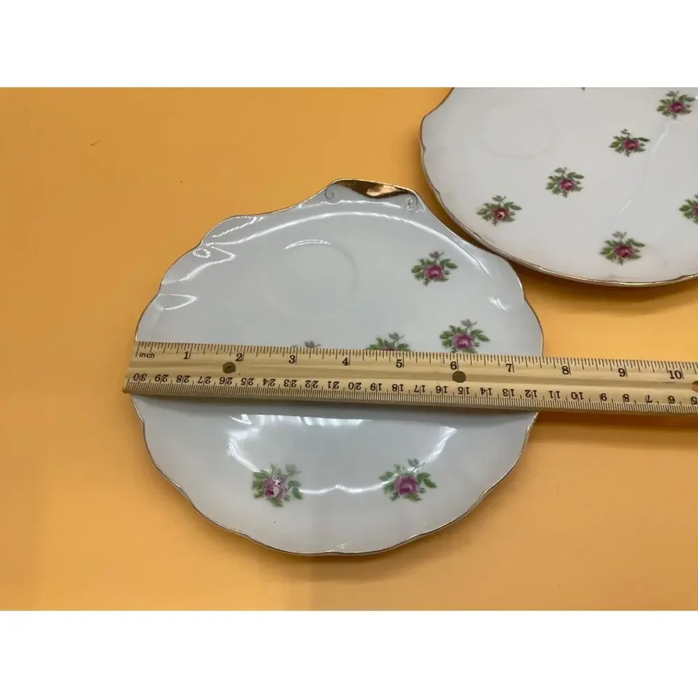 Rose Pattern Luncheon Plates Set of 2 7.5